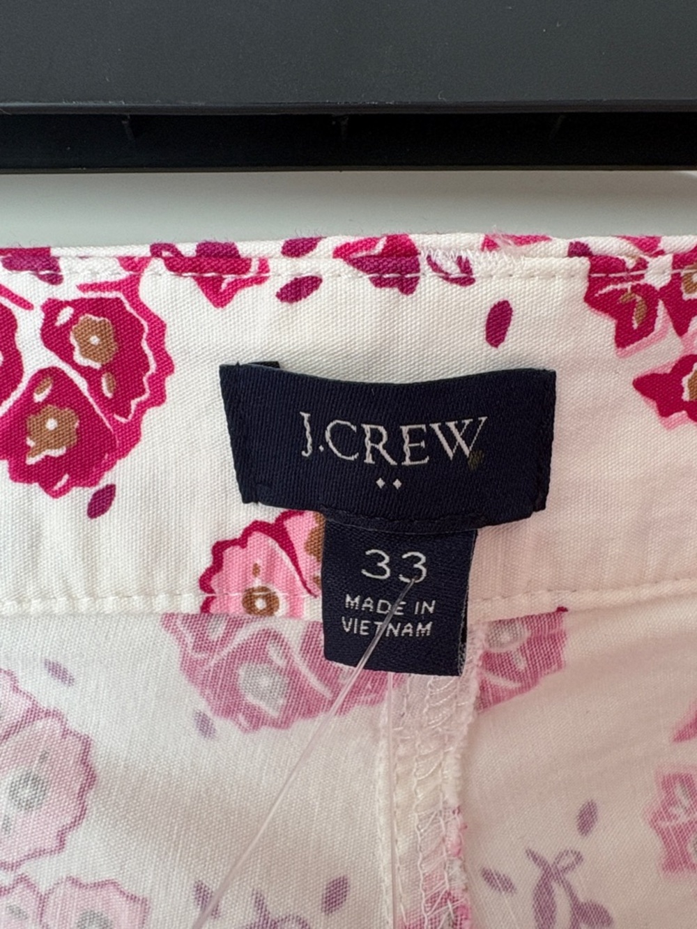 J. Crew High Rise White Straight Ankle Pants with Pink Floral Print - Picture 8 of 10